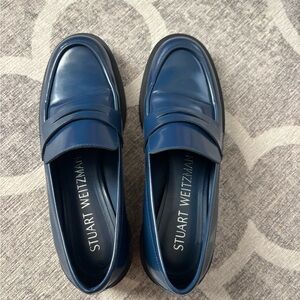 Stuart Weitzman Men's Navy Slip-On Loafers